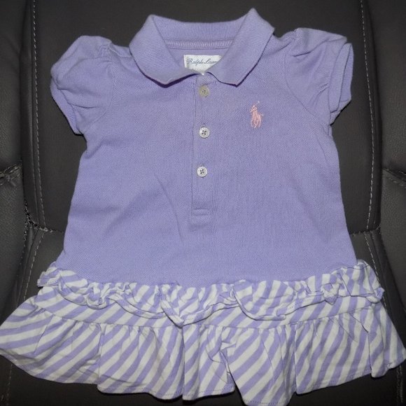 Ralph Lauren Purple/White Striped Dress Size 3 Mon - Picture 1 of 3